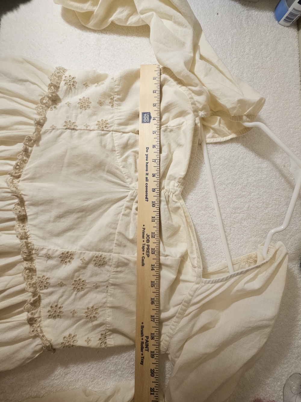 AE American Eagle Cottagecore Cream Sweetheart Ruched Embroidered Sz XL - Picture 8 of 11
